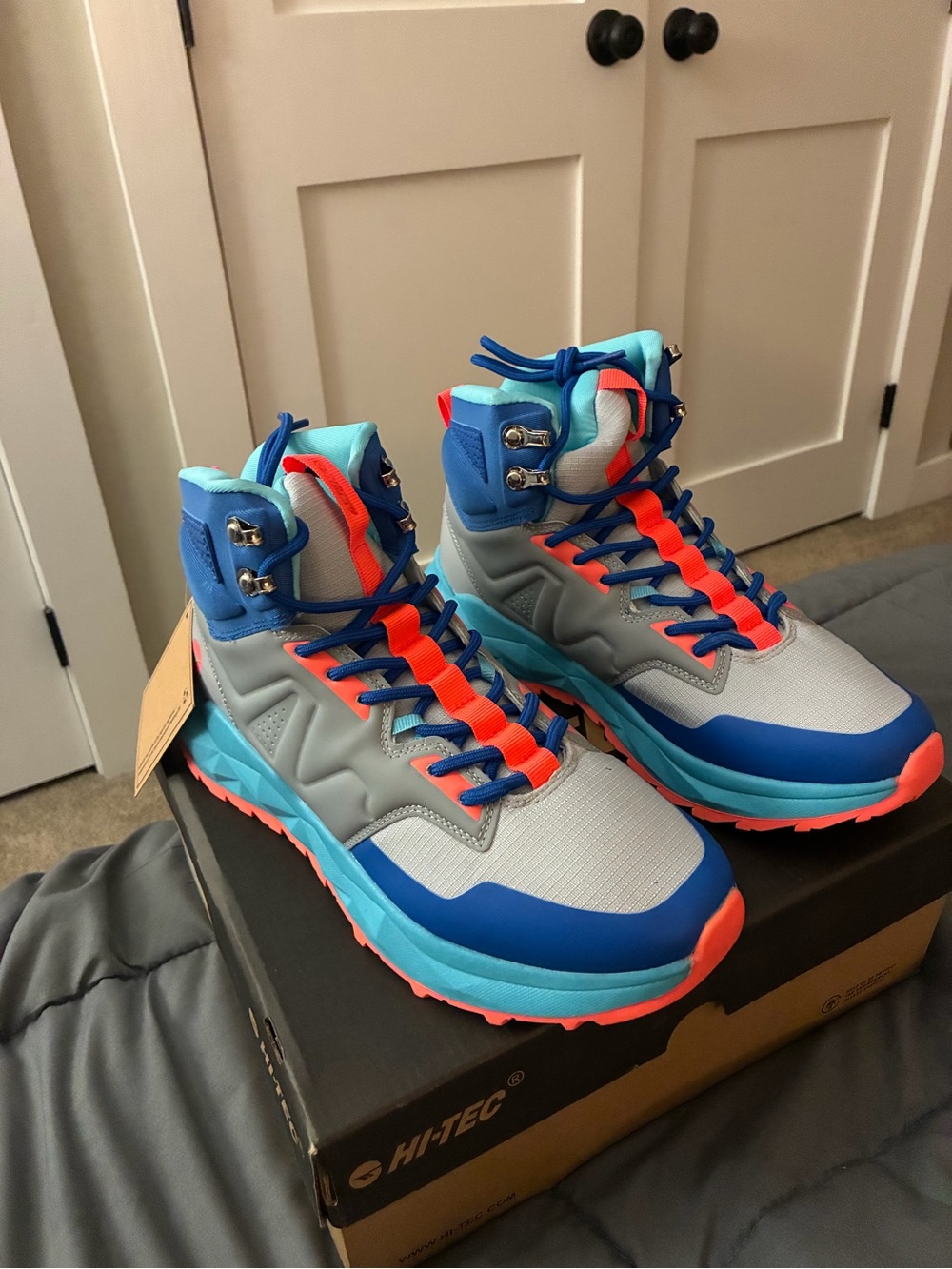 Hi-Tec Kids Hi-Top Sneakers in Gray, Blue & Coral